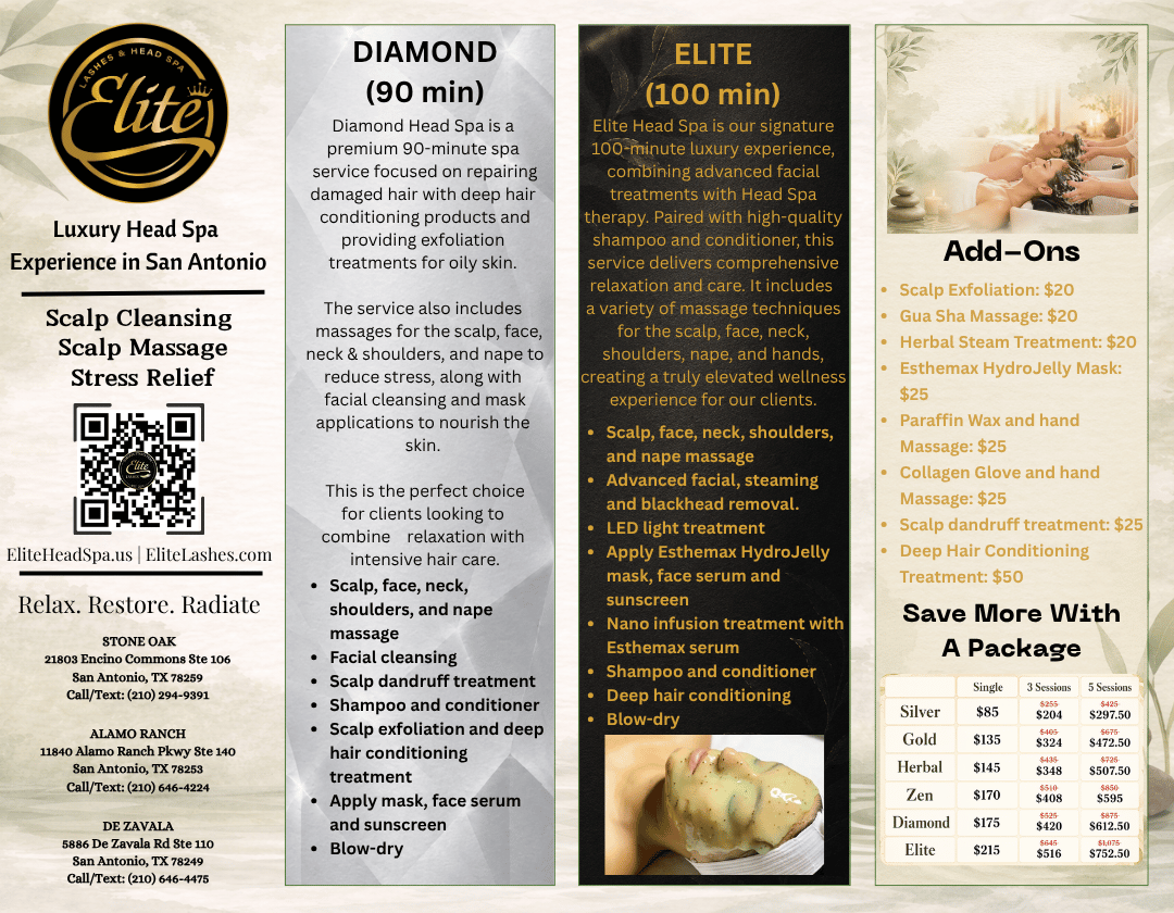Elite Head Spa Package Menu 1